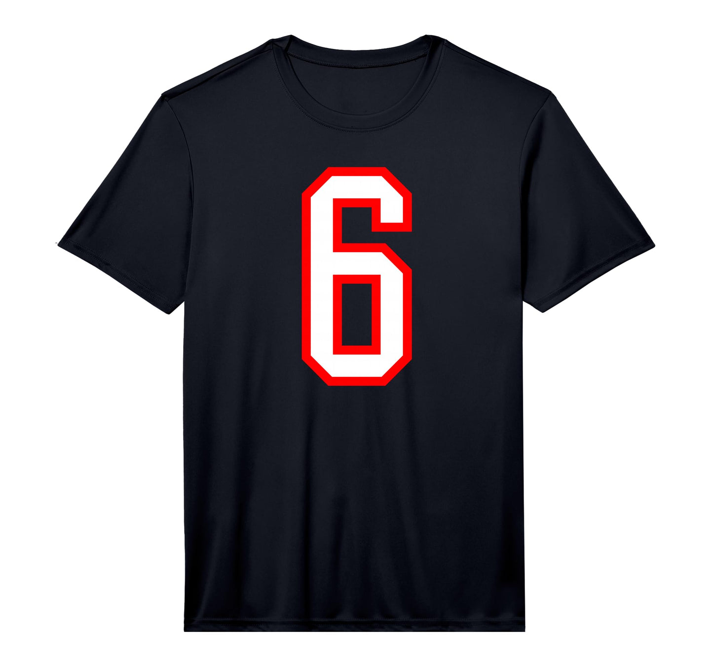 White Red Sports Team Number 6 T-Shirt - Novelty Apparel for Adults - T-Shirt, Sweatshirt, Hoodie