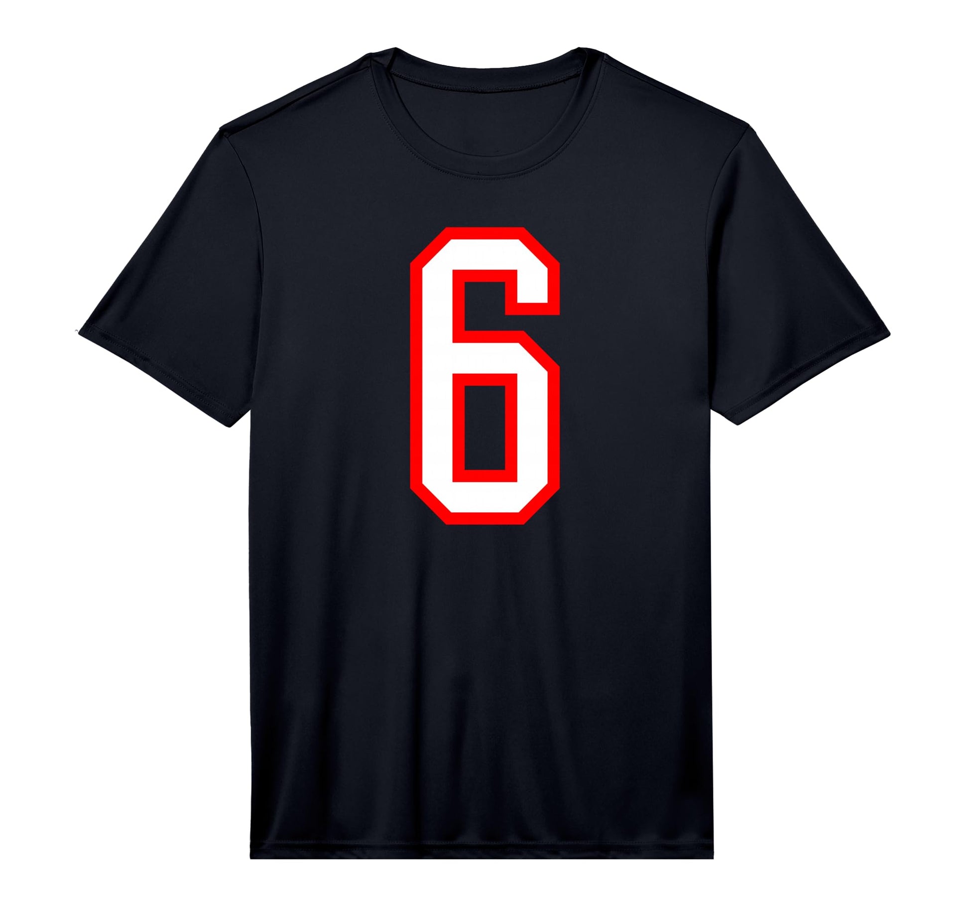White Red Sports Team Number 6 T-Shirt - Novelty Apparel for Adults - T-Shirt, Sweatshirt, Hoodie