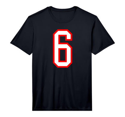 White Red Sports Team Number 6 T-Shirt - Novelty Apparel for Adults - T-Shirt, Sweatshirt, Hoodie