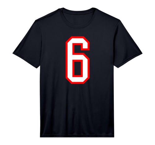 White Red Sports Team Number 6 T-Shirt - Novelty Apparel for Adults - T-Shirt, Sweatshirt, Hoodie