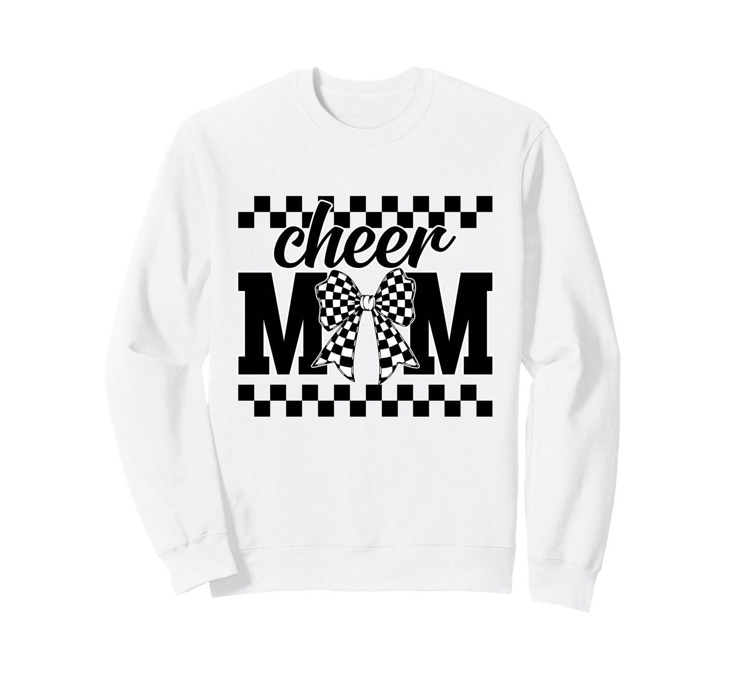 Cheer Mom Checkered Coquette Bow Sweatshirt - Minimalist Print Men Women - T-Shirt, Sweatshirt, Hoodie