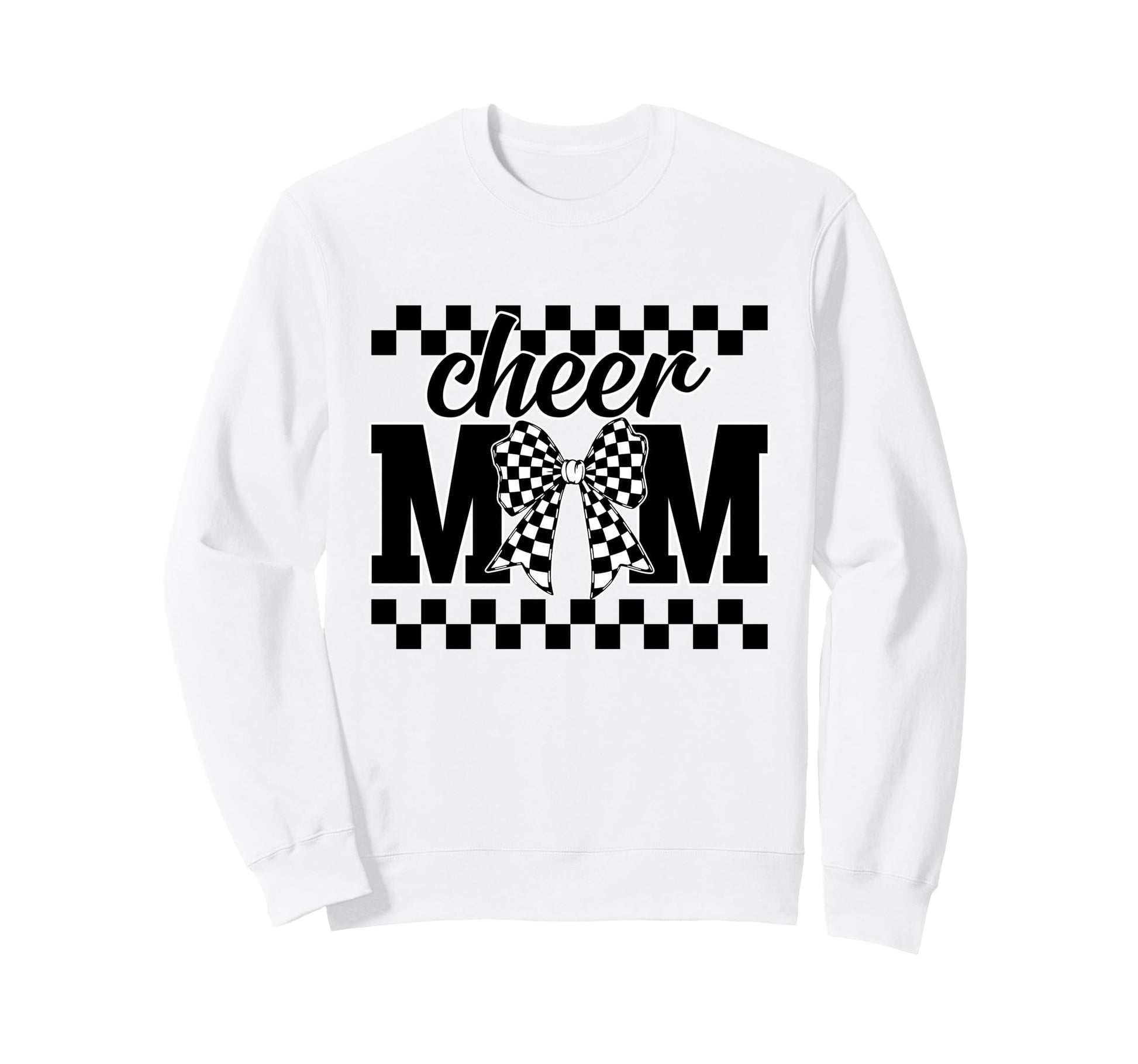Cheer Mom Checkered Coquette Bow Sweatshirt - Minimalist Print Men Women - T-Shirt, Sweatshirt, Hoodie