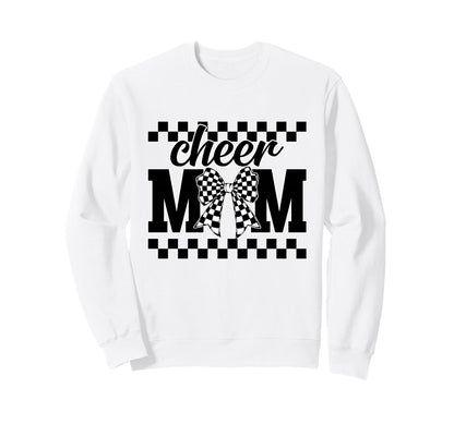 Cheer Mom Checkered Coquette Bow Sweatshirt - Minimalist Print Men Women - T-Shirt, Sweatshirt, Hoodie