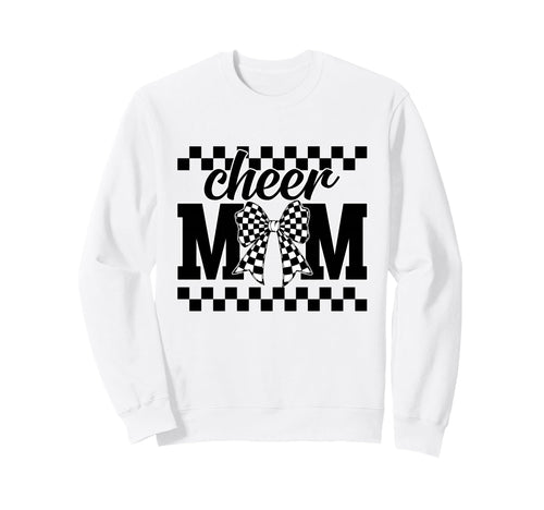 Cheer Mom Checkered Coquette Bow Sweatshirt - Minimalist Print Men Women - T-Shirt, Sweatshirt, Hoodie