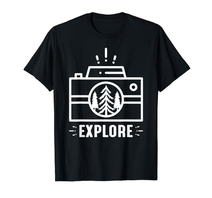 Explore Camera Lense Photography T-Shirt - Unique Graphic Unisex - T-Shirt, Sweatshirt, Hoodie