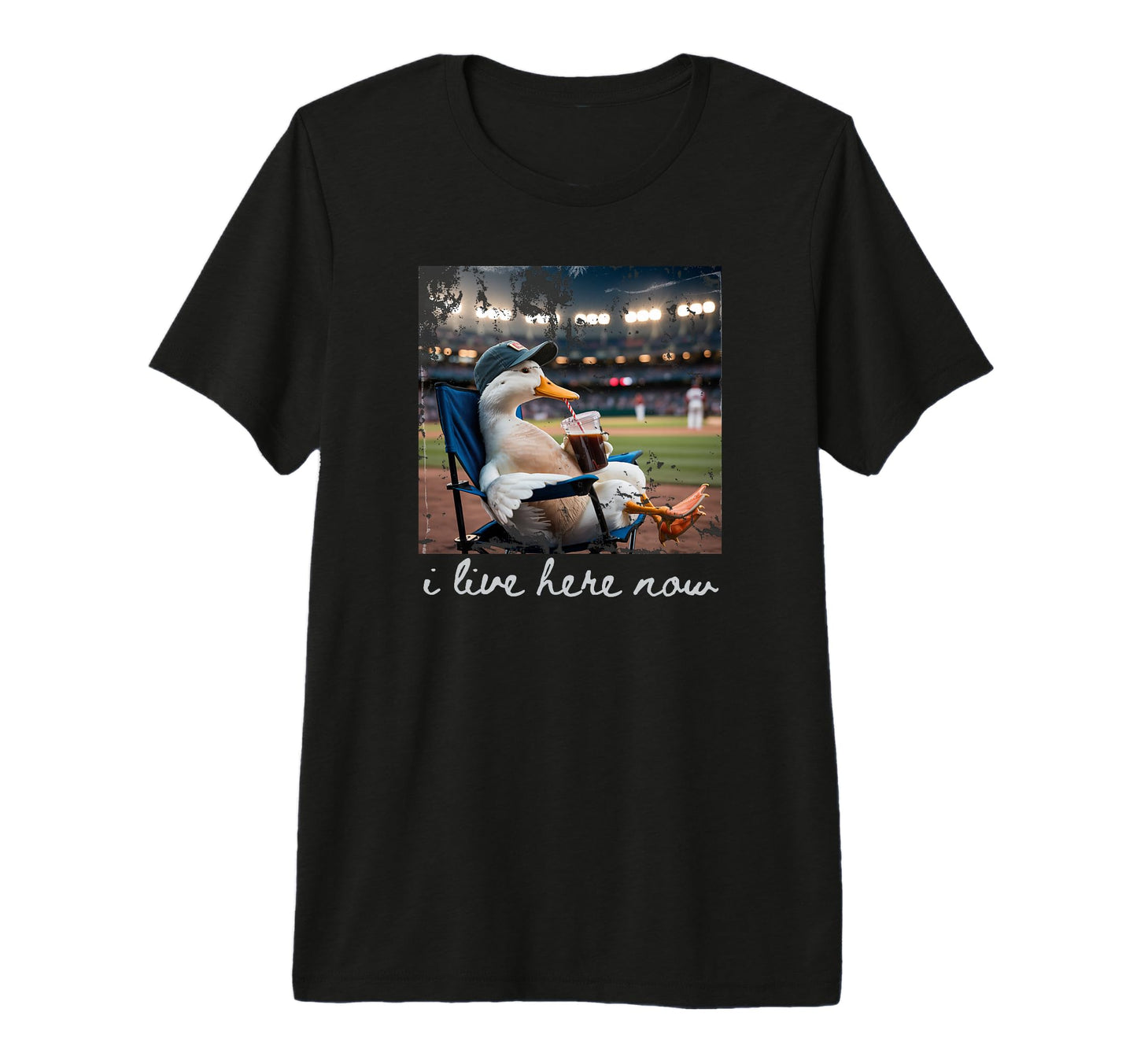Baseball Goose I Live Here Now Tri Blend T-Shirt - Custom Art Print Unisex - T-Shirt, Sweatshirt, Hoodie