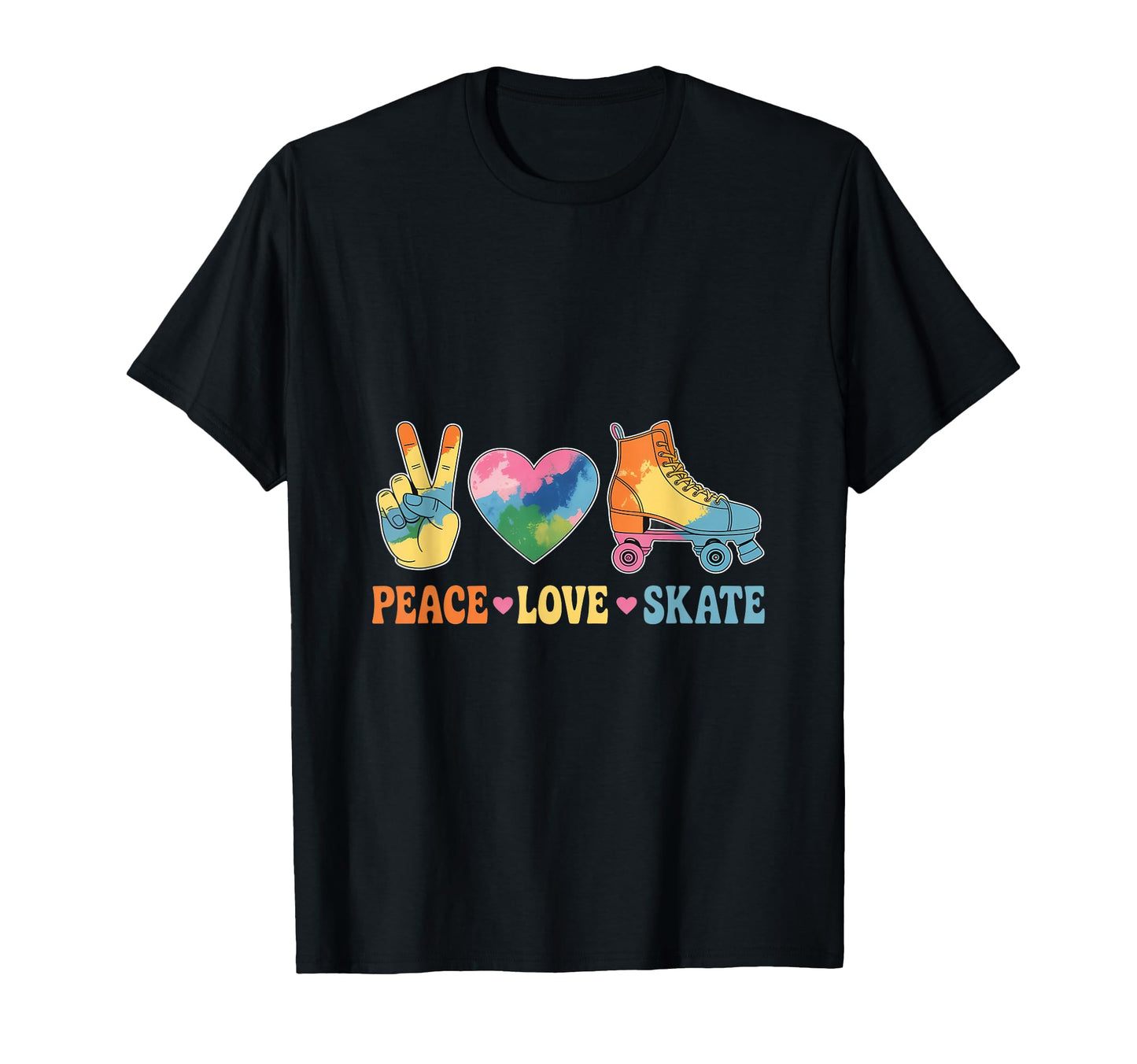 Peace Love Skate Roller Skate Shoes T-Shirt - Custom Art Print for Adults - T-Shirt, Sweatshirt, Hoodie