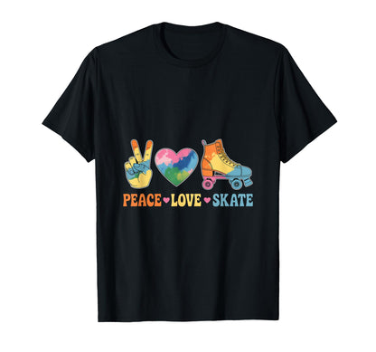 Peace Love Skate Roller Skate Shoes T-Shirt - Custom Art Print for Adults - T-Shirt, Sweatshirt, Hoodie
