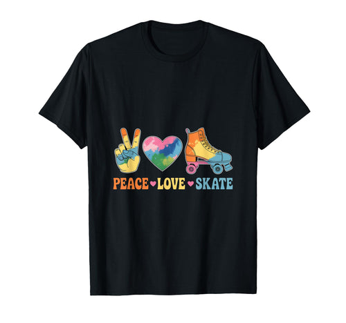 Peace Love Skate Roller Skate Shoes T-Shirt - Custom Art Print for Adults - T-Shirt, Sweatshirt, Hoodie