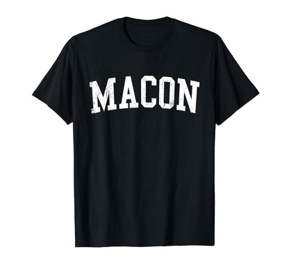 Macon Ga Distressed White Varsity T-Shirt - Trendy Graphic for Adults - T-Shirt, Sweatshirt, Hoodie