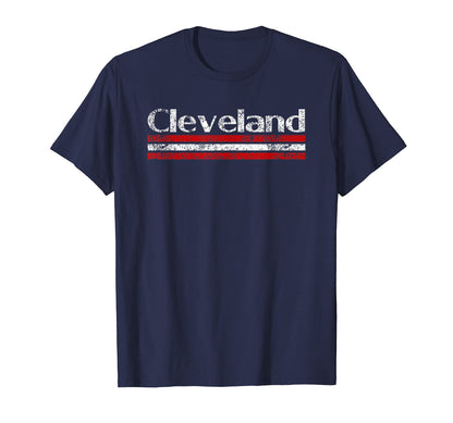 Cleveland Ohio Weathered Stripe T-Shirt - Novelty Apparel for Adults - T-Shirt, Sweatshirt, Hoodie