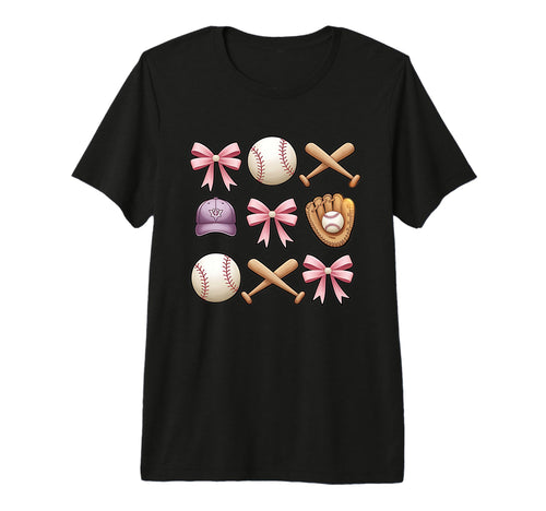 Baseball Coquette Bow Mom Sister Tri T-Shirt - Minimalist Print for Adults - T-Shirt, Sweatshirt, Hoodie