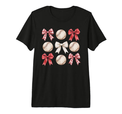 Baseball Coquette Bow Mom Sister Tri T-Shirt - Minimalist Print for Adults - T-Shirt, Sweatshirt, Hoodie