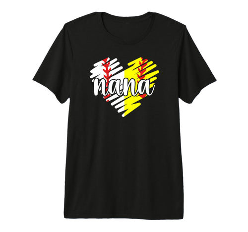Baseball Softball Nana Heart Softball T-Shirt - Minimalist Print Unisex - T-Shirt, Sweatshirt, Hoodie