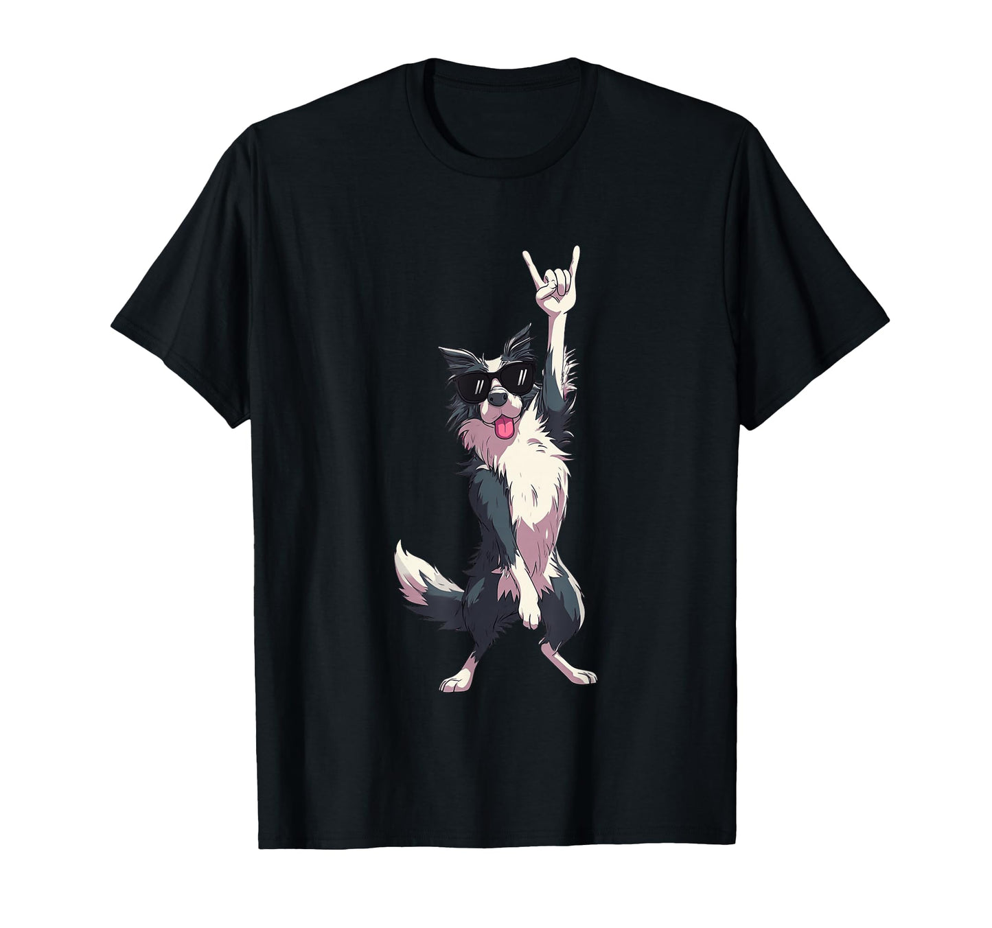 Border Collie Rock Star Dog T-Shirt - Fun Novelty Design for Adults - T-Shirt, Sweatshirt, Hoodie