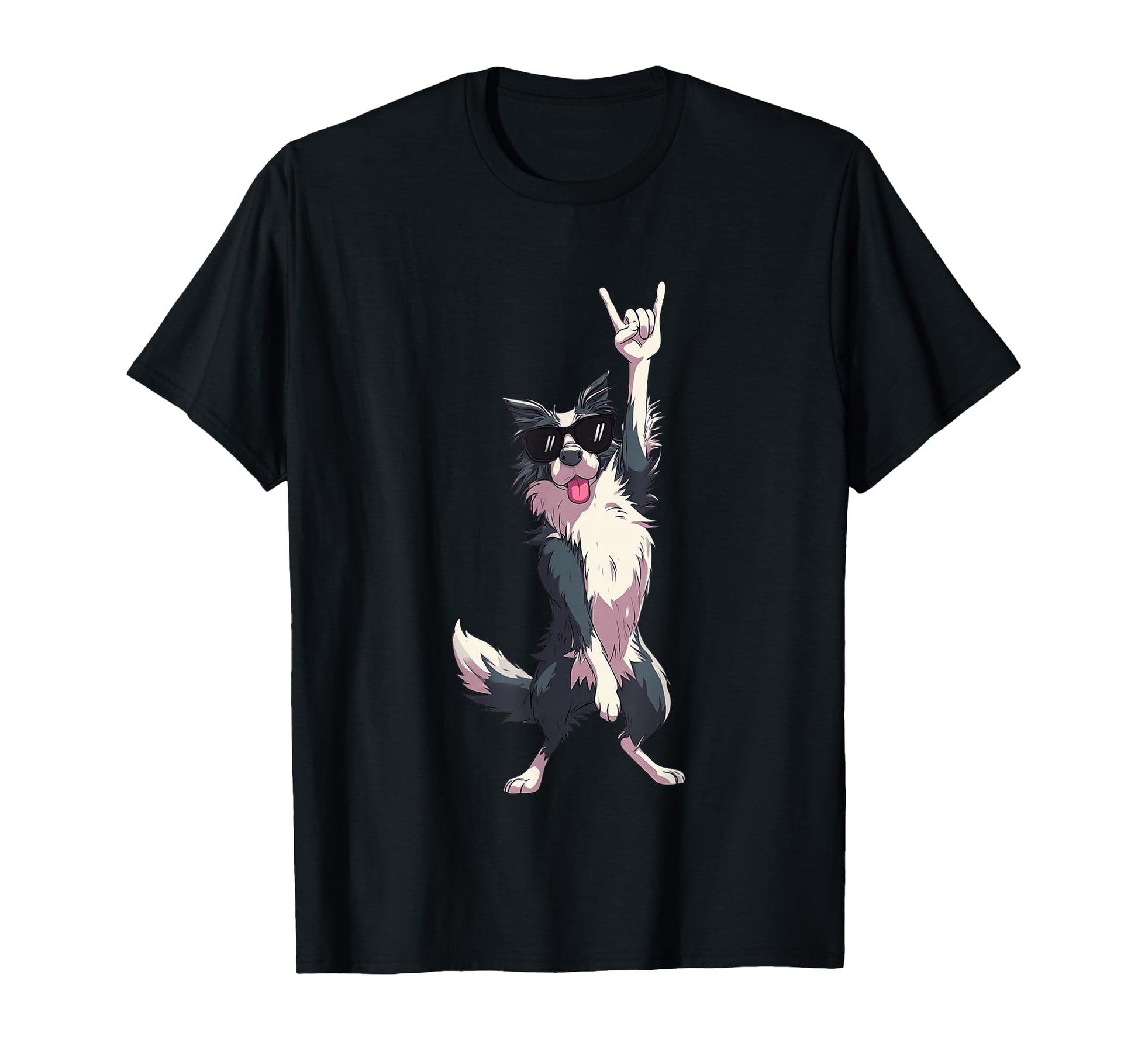 Border Collie Rock Star Dog T-Shirt - Fun Novelty Design for Adults - T-Shirt, Sweatshirt, Hoodie