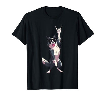 Border Collie Rock Star Dog T-Shirt - Fun Novelty Design for Adults - T-Shirt, Sweatshirt, Hoodie