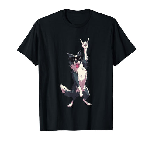Border Collie Rock Star Dog T-Shirt - Fun Novelty Design for Adults - T-Shirt, Sweatshirt, Hoodie