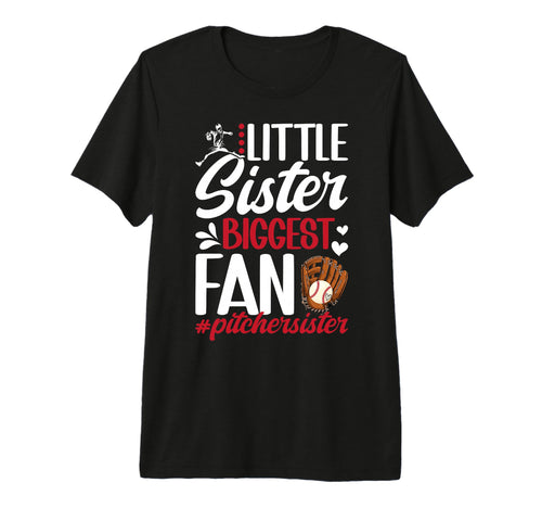 Little Sister Baseball Pitcher Sister T-Shirt - Custom Art Print Men Women - T-Shirt, Sweatshirt, Hoodie