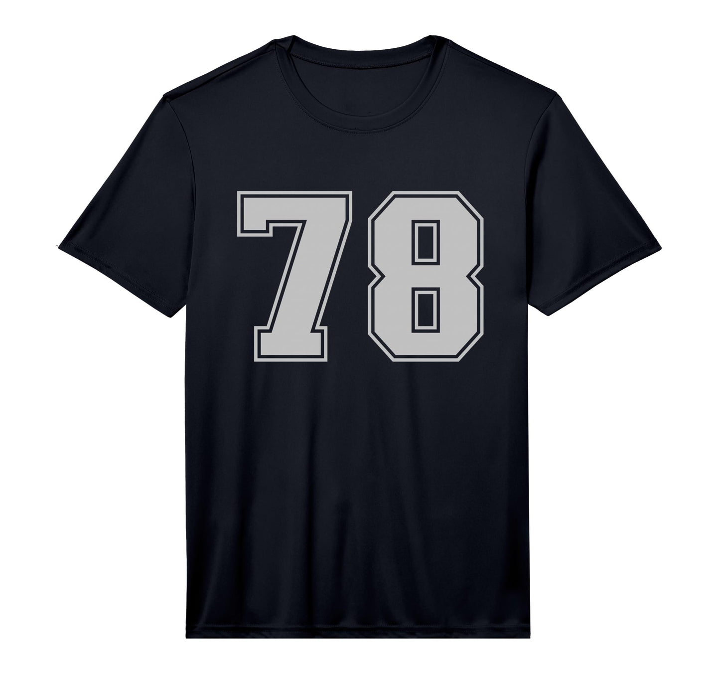 Number 78 Silver Sports Team Varsity T-Shirt - Custom Art Print Unisex - T-Shirt, Sweatshirt, Hoodie