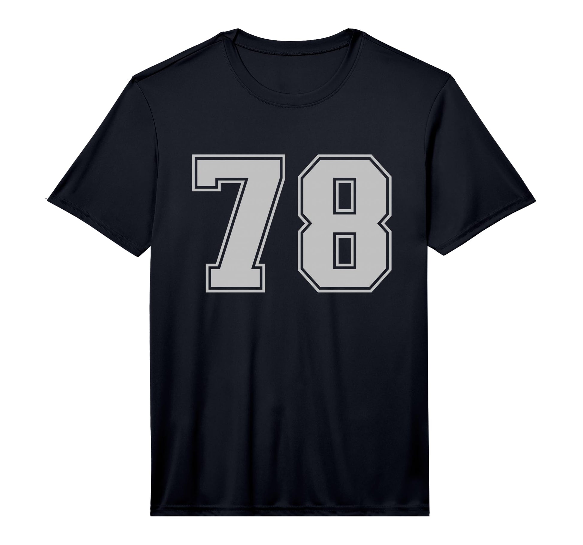 Number 78 Silver Sports Team Varsity T-Shirt - Custom Art Print Unisex - T-Shirt, Sweatshirt, Hoodie