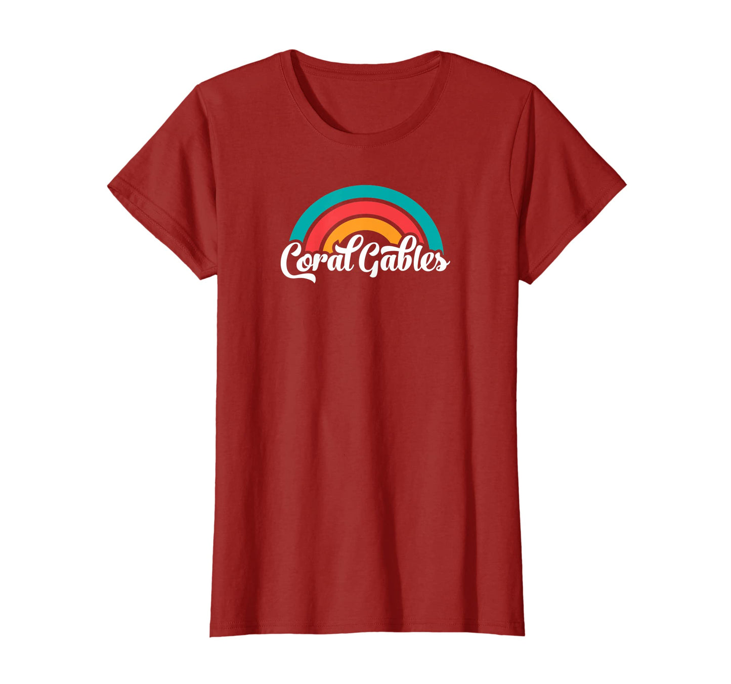 Womens Coral Gables Fl Script Rainbow T-Shirt - Novelty Apparel Unisex - T-Shirt, Sweatshirt, Hoodie