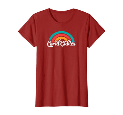 Womens Coral Gables Fl Script Rainbow T-Shirt - Novelty Apparel Unisex - T-Shirt, Sweatshirt, Hoodie