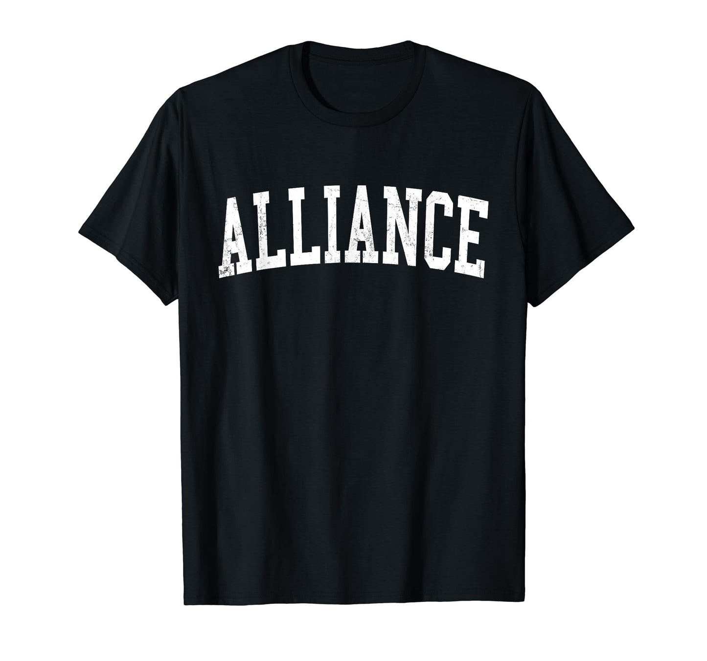 Alliance Oh Distressed White Varsity T-Shirt - Aesthetic Graphic Unisex - T-Shirt, Sweatshirt, Hoodie