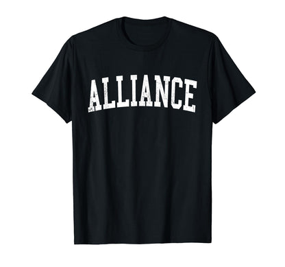 Alliance Oh Distressed White Varsity T-Shirt - Aesthetic Graphic Unisex - T-Shirt, Sweatshirt, Hoodie