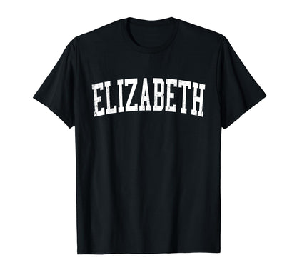 Elizabeth Nj Distressed White Varsity T-Shirt - Fun Novelty Design Unisex - T-Shirt, Sweatshirt, Hoodie