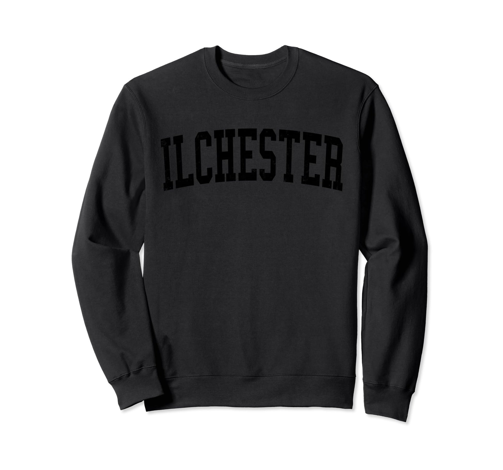 Ilchester Md Distressed Black Varsity Sweatshirt - Aesthetic Graphic Unisex - T-Shirt, Sweatshirt, Hoodie