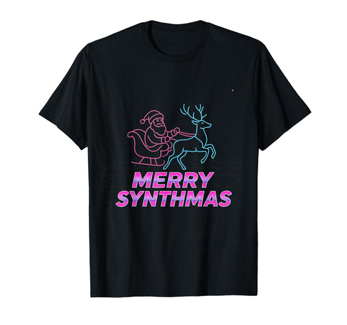 Merry Synthmas Vaporwave Aesthetic T-Shirt - Custom Art Print Unisex - T-Shirt, Sweatshirt, Hoodie