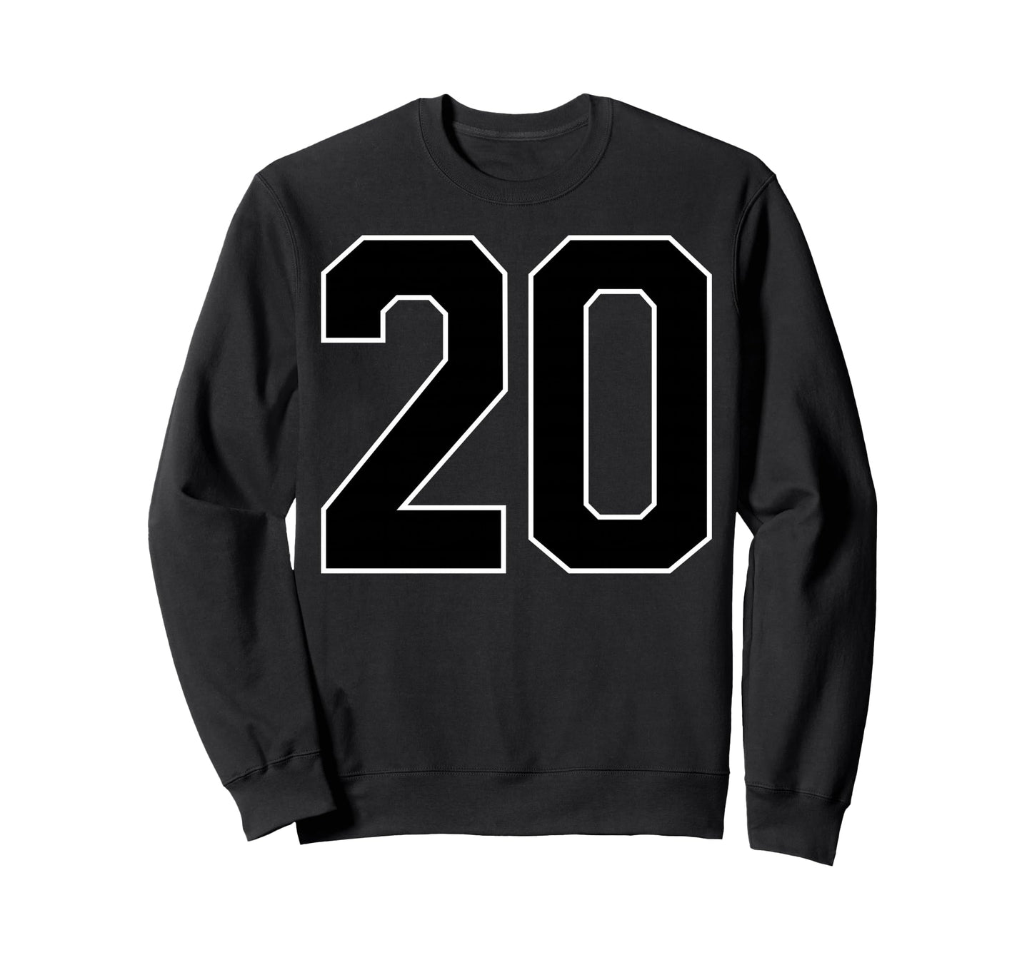 Black Sports Team Number 20 Fan Sweatshirt - Custom Art Print Unisex - T-Shirt, Sweatshirt, Hoodie