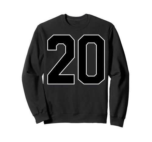 Black Sports Team Number 20 Fan Sweatshirt - Custom Art Print Unisex - T-Shirt, Sweatshirt, Hoodie