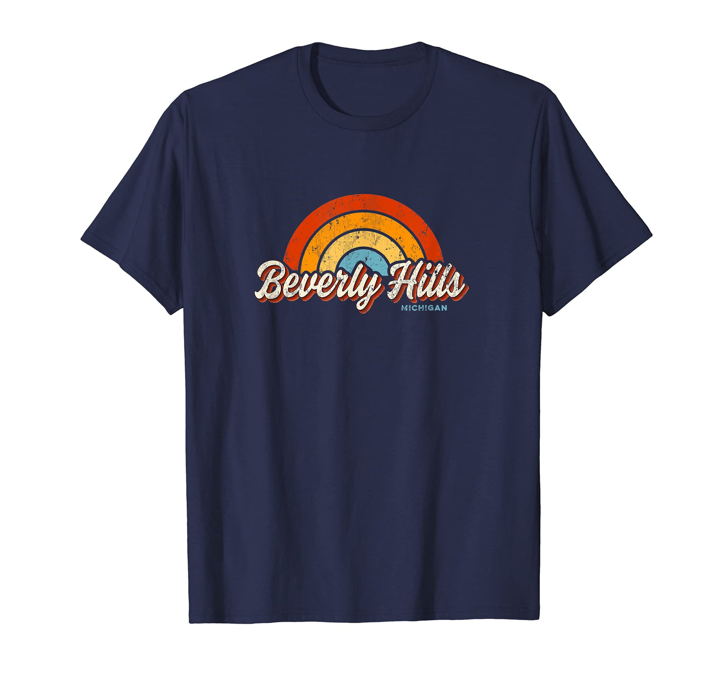 Beverly Hills Michigan Mi Rainbow 70S T-Shirt - Fun Novelty Design Unisex - T-Shirt, Sweatshirt, Hoodie