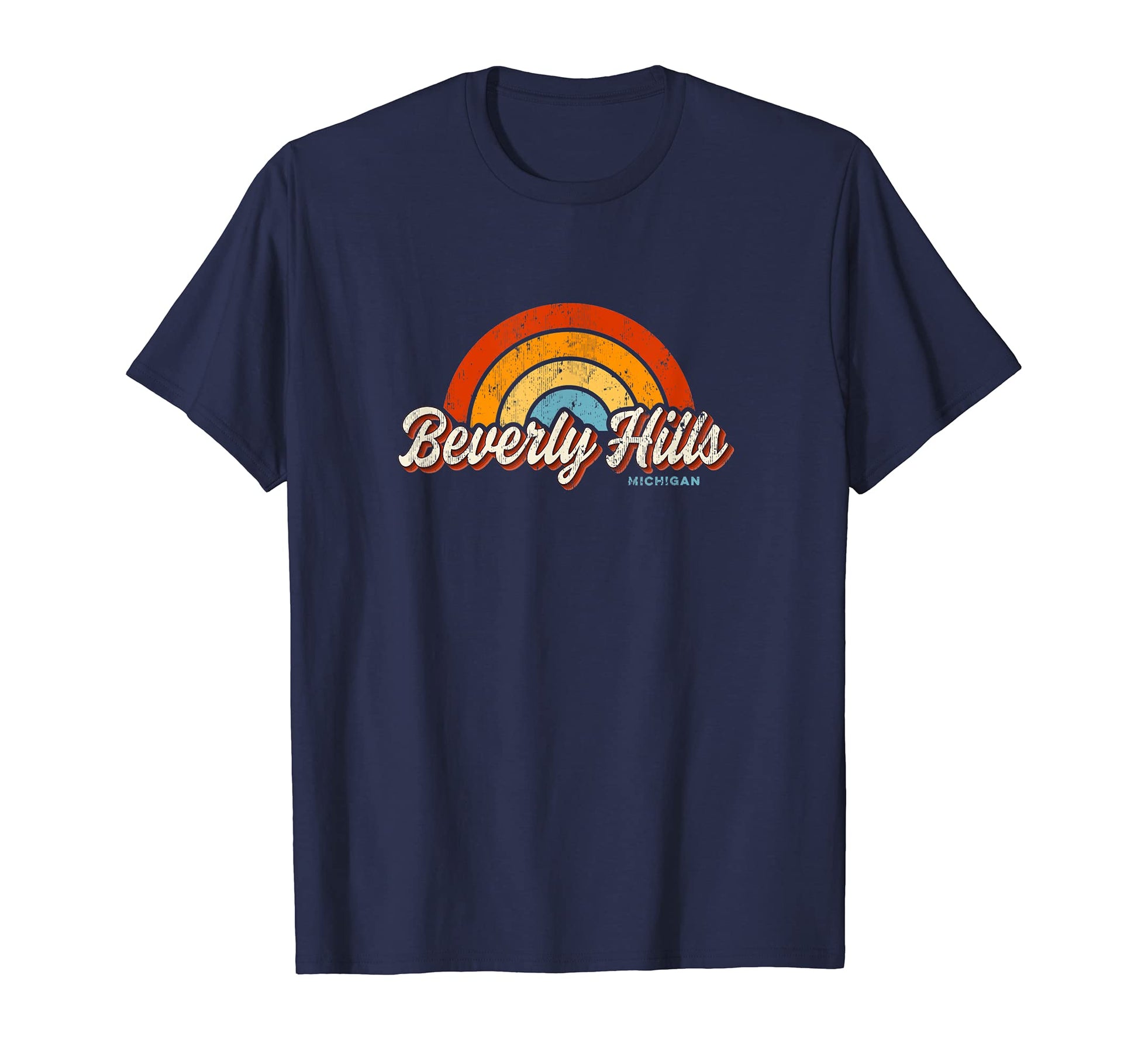 Beverly Hills Michigan Mi Rainbow 70S T-Shirt - Fun Novelty Design Unisex - T-Shirt, Sweatshirt, Hoodie
