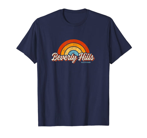 Beverly Hills Michigan Mi Rainbow 70S T-Shirt - Fun Novelty Design Unisex - T-Shirt, Sweatshirt, Hoodie