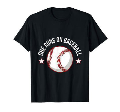 She Runs Baseball Mom T-Shirt - Novelty Apparel Men Women - T-Shirt, Sweatshirt, Hoodie