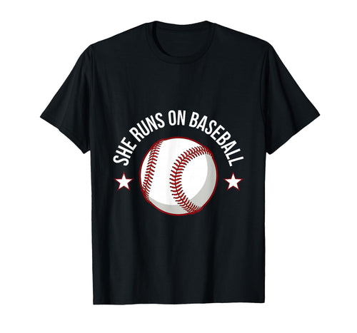 She Runs Baseball Mom T-Shirt - Novelty Apparel Men Women - T-Shirt, Sweatshirt, Hoodie