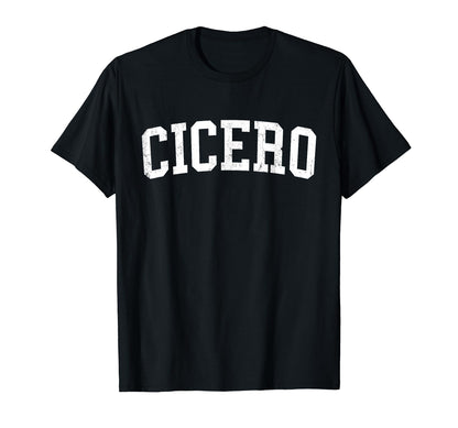 Cicero Il Distressed White Varsity T-Shirt - Minimalist Print for Adults - T-Shirt, Sweatshirt, Hoodie