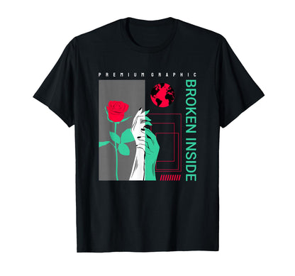 Broken Inside Aesthetic Edgy T-Shirt - Fun Novelty Design Men Women - T-Shirt, Sweatshirt, Hoodie