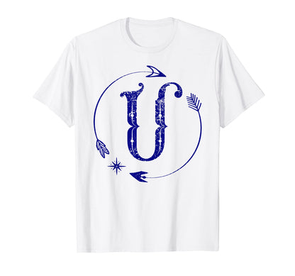 Initial U Monogram Boho Name Letter U T-Shirt - Aesthetic Graphic Unisex - T-Shirt, Sweatshirt, Hoodie