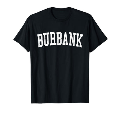 Burbank Il Distressed White Varsity T-Shirt - Streetwear Style for Adults - T-Shirt, Sweatshirt, Hoodie
