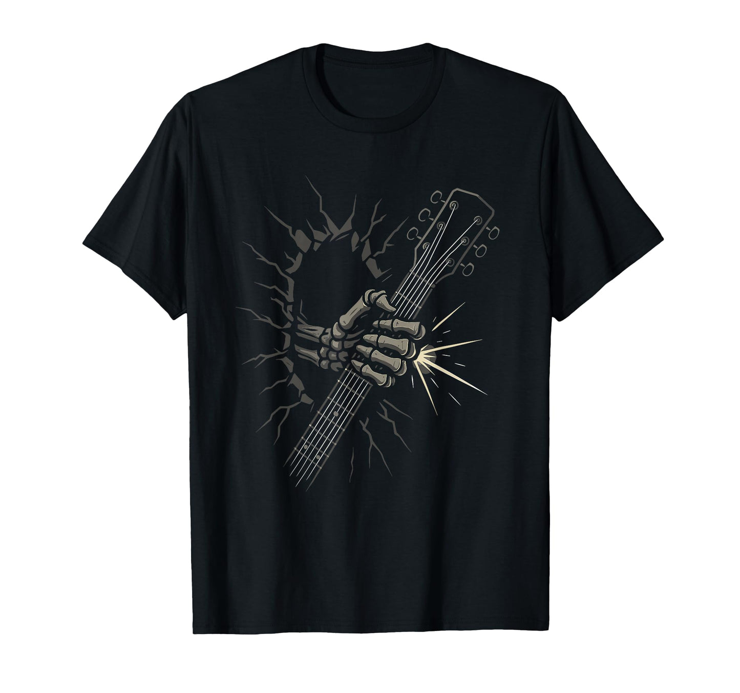 Rock Skeleton Hand Guitar Break Wall Rock T-Shirt - Graphic Print Unisex - T-Shirt, Sweatshirt, Hoodie