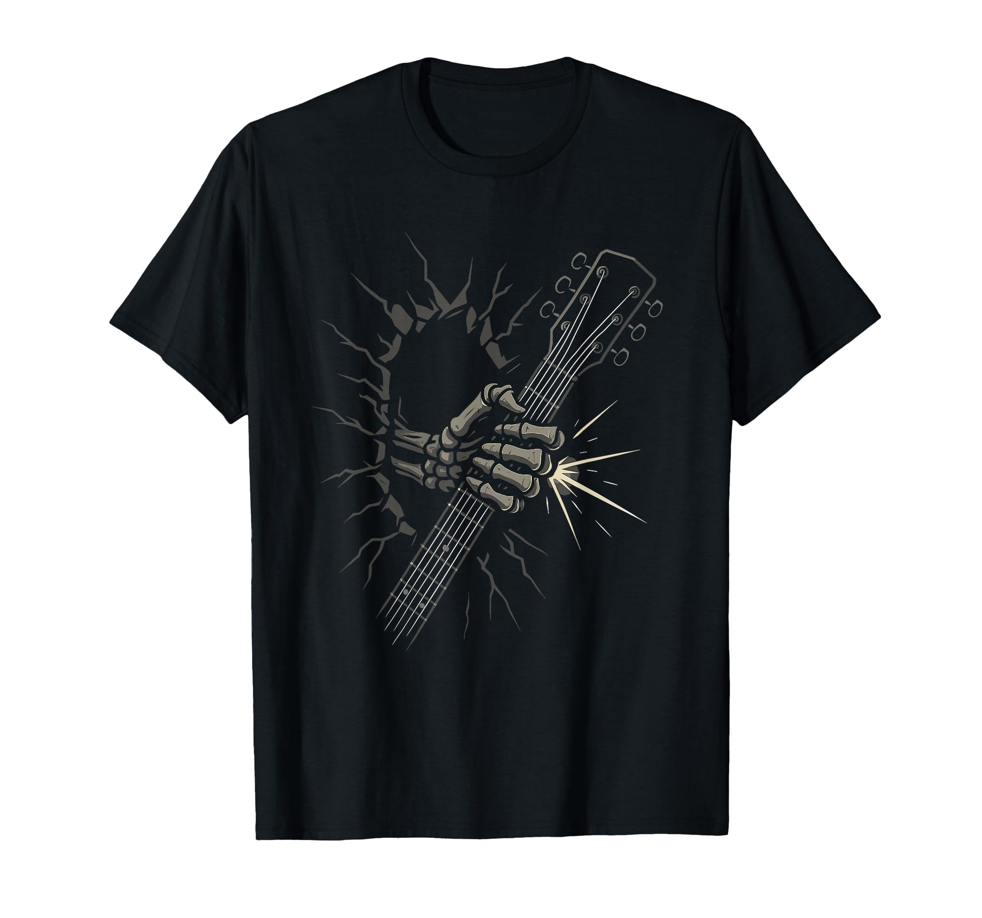 Rock Skeleton Hand Guitar Break Wall Rock T-Shirt - Graphic Print Unisex - T-Shirt, Sweatshirt, Hoodie