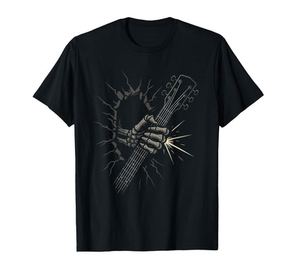 Rock Skeleton Hand Guitar Break Wall Rock T-Shirt - Graphic Print Unisex - T-Shirt, Sweatshirt, Hoodie