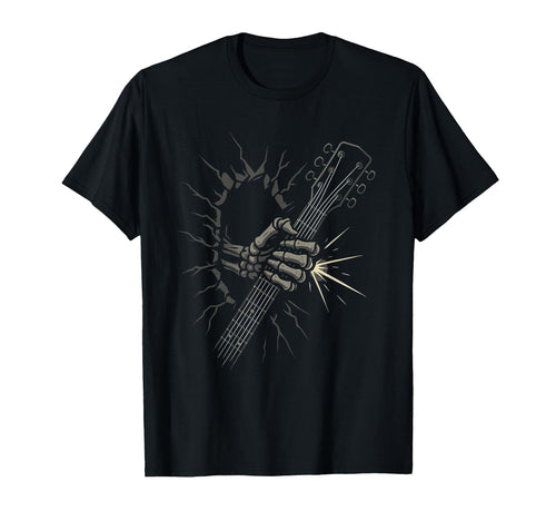 Rock Skeleton Hand Guitar Break Wall Rock T-Shirt - Graphic Print Unisex - T-Shirt, Sweatshirt, Hoodie