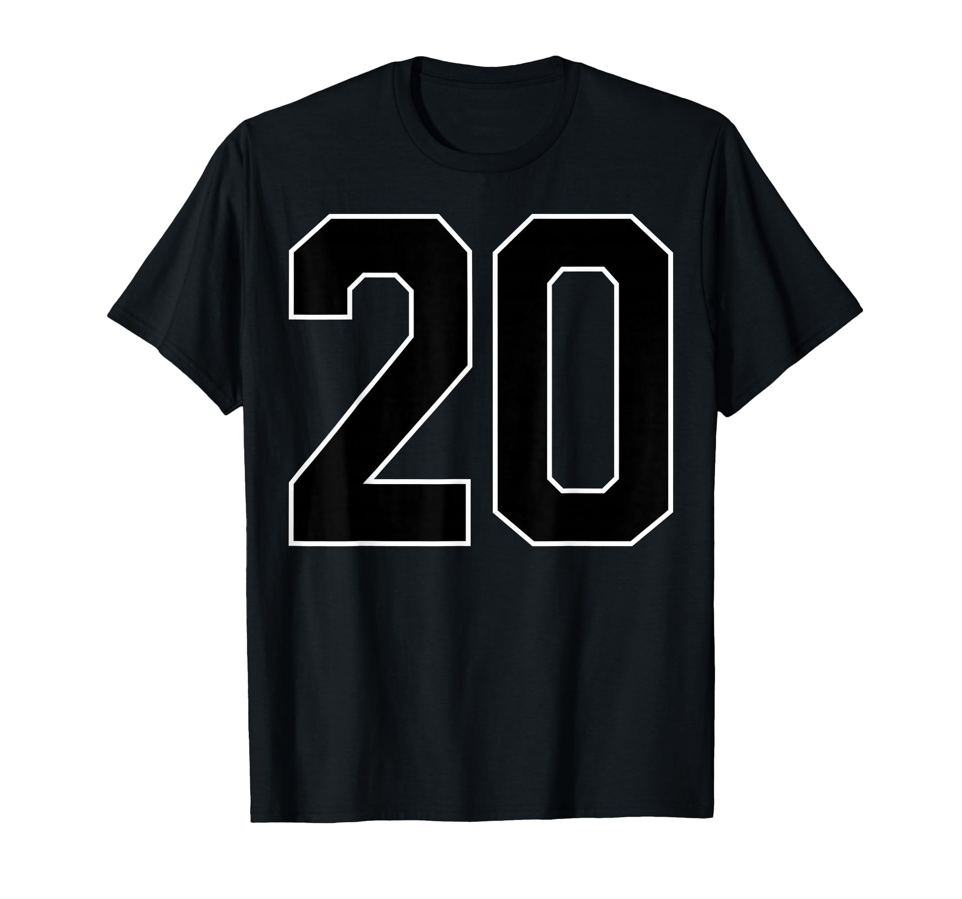 Black Sports Team Number 20 Fan T-Shirt - Trendy Graphic Men Women - T-Shirt, Sweatshirt, Hoodie