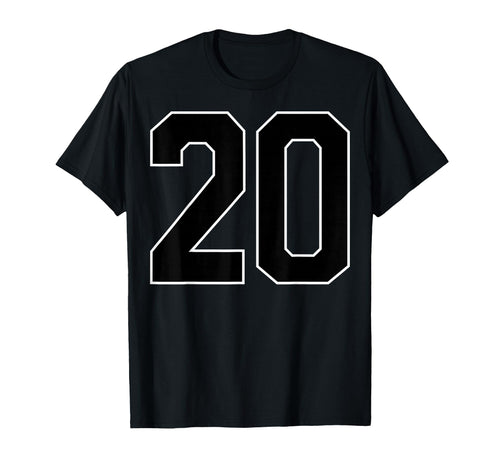 Black Sports Team Number 20 Fan T-Shirt - Trendy Graphic Men Women - T-Shirt, Sweatshirt, Hoodie