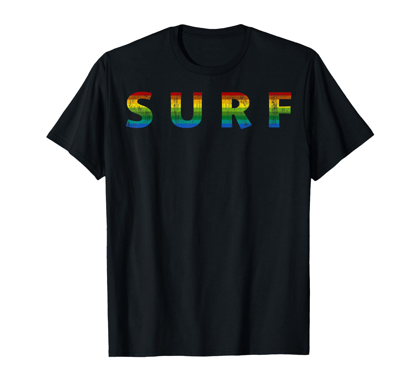 Surf Rainbow Letters Distress T-Shirt - Casual Everyday Wear for Adults - T-Shirt, Sweatshirt, Hoodie
